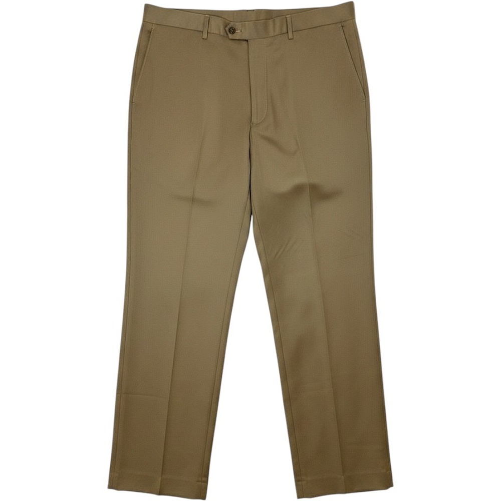 George Mens Dress Pants 38x29 Dark Tan Flat Front Straight Leg G26B300 Khaki
